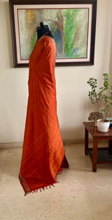 MUNIKA – RUST KANJIVARAM WITH MULTICOLOUR WOVEN BORDER