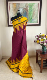 SUHAVI – CLASSIC CHOCOLATE BROWN KANJIVARAM WITH MUSTARD BORDER