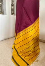 SUHAVI – CLASSIC CHOCOLATE BROWN KANJIVARAM WITH MUSTARD BORDER