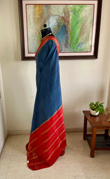 SUMINA – VINTAGE BLUISH GREY MYSORE CREPE WITH RED BORDER