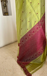 KRIPA – GREEN KANJIVARAM WITH MAROON FLORAL MOTIFS