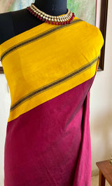 MALARINI – MAROON KORVAI KANJIVARAM WITH YELLOW BORDER