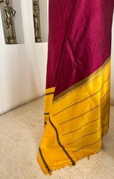 MALARINI – MAROON KORVAI KANJIVARAM WITH YELLOW BORDER