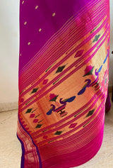 MADHUJA- BOLD MAGENTA PAITHANI WITH MOR KUNDA & NARALI BORDER