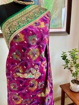 UDIPTI- RANGKAT BANARASI WITH FLOWING IKKAT AND ZARI FLORALS