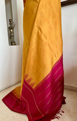 PAVAI – MUSTARD VINTAGE KANJIVARAM WITH MAROON ZARI BORDER