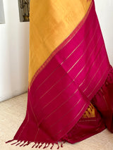 PAVAI – MUSTARD VINTAGE KANJIVARAM WITH MAROON ZARI BORDER