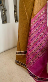 AROHIKA – OLIVE BROWN SAMBALPURI SILK WITH A BANDHA FLORAL AANCHAL