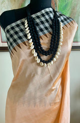 BHANUMI – PEACH KANJIVARAM WITH CHECKED CONTRASTS