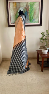 BHANUMI – PEACH KANJIVARAM WITH CHECKED CONTRASTS