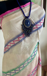 ARITRI – PINK TUSSAR JAMDANI WITH MULTICOLOURED WEAVE