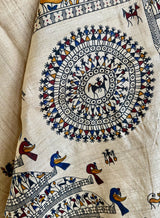 AYLA- PEACHISH BEIGE TUSSAR WITH VIBRANT TRIBAL ART MOTIFS