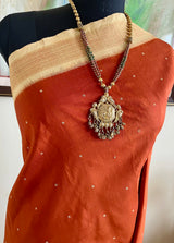 BENIKA- RUST BOMKAI SAREE WITH EXQUISITE CREAM AANCHAL