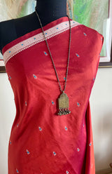 SUVITHA – DEEP RUST KANJIVARAM WITH PEACH FLORAL MOTIFS