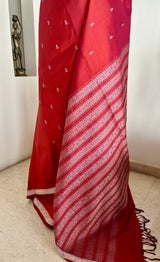 SUVITHA – DEEP RUST KANJIVARAM WITH PEACH FLORAL MOTIFS