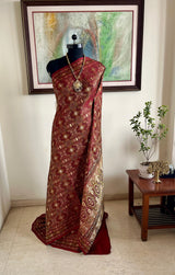 GHAZALA – VINTAGE MAROON BANARASI WITH FULL BODY ZARI WEAVE