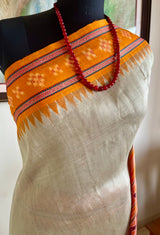 MRUDANI – GREY KHANDUA WITH STRIKING LOTUS AND ELEPHANT MOTIFS