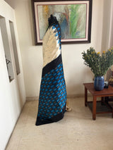 NAIMISHA – CREAM POCHAMPALLY WITH CONTRAST IKKAT PANELS