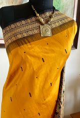ABHIGNA – NEVER WORN MUSTARD AND BLACK BOMKAI SILK