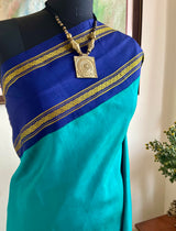 NAIRITI – TEAL KORVAI KANJIVARAM WITH NAVY CONTRAST