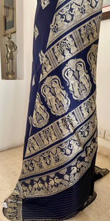 DWAITA – NAVY BALUCHARI WITH WOVEN MYTHOLOGICAL TALES