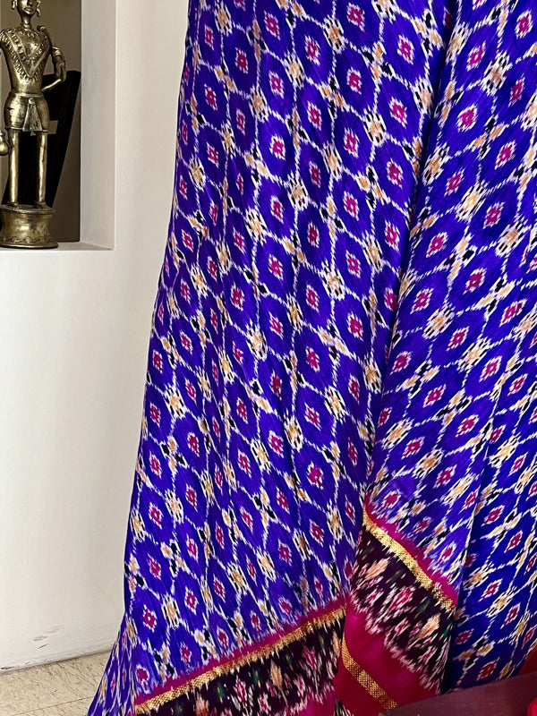 PRADNYA- ELEGANT PURPLE AND MAROON POCHAMPALLY IKKAT SAREE