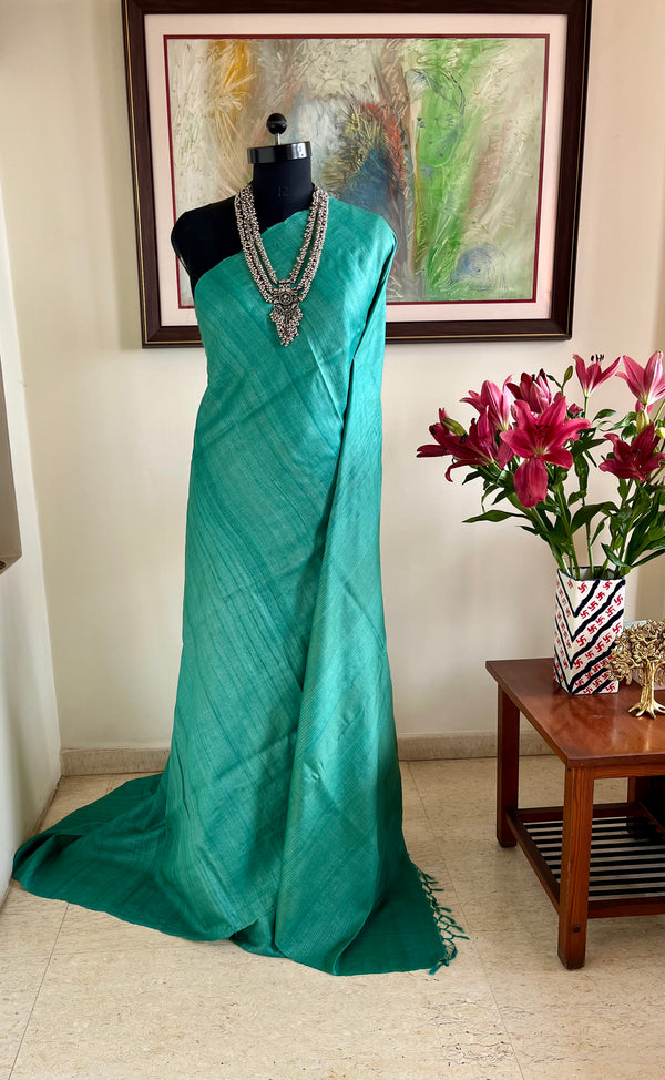 BONRITA- TEXTURED TUSSAR SILK IN MONOCHROME LIGHT BLUE HUES