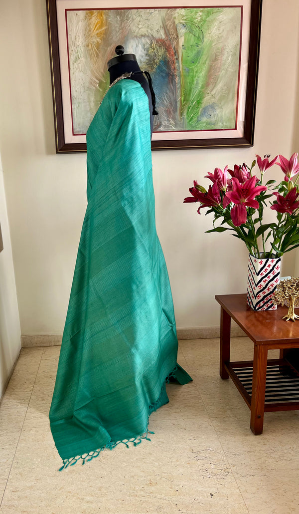 BONRITA- TEXTURED TUSSAR SILK IN MONOCHROME LIGHT BLUE HUES