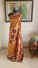 KALABATI — MUSTARD GOLD PATLI BOMKAI WITH MAROON CONTRAST