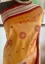 KALABATI — MUSTARD GOLD PATLI BOMKAI WITH MAROON CONTRAST