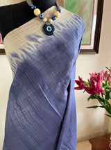 ADARSHA- PURPLISH BLUE TUSSAR WITH OFF-WHITE TIE-DYE BORDER