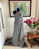 ADHITA- REVERSIBLE BANARASI IN BLUISH GREY WITH ZARI BORDER