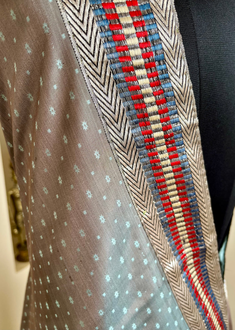 ADHITA- REVERSIBLE BANARASI IN BLUISH GREY WITH ZARI BORDER
