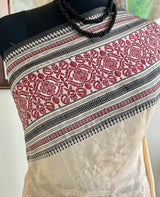 PRABHAVI - CREAM PURE TUSSAR SILK SAREE WITH FLORAL PALLU