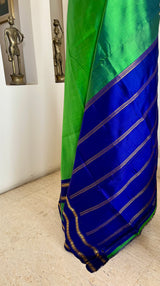 MADHUMAI – SEA GREEN KANJIVARAM WITH NAVY ZARI ELEGANCE