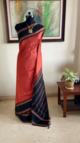 ANVISHA — RUST KORVAI KANJIVARAM WITH DISTINCTIVE BORDER WEAVES