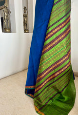 ANARGHYA - BLUE KANJIVARAM WITH PEACOCK MOTFIS AS BORDER