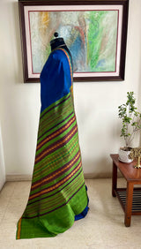 ANARGHYA - BLUE KANJIVARAM WITH PEACOCK MOTFIS AS BORDER