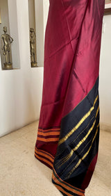AVANIKA — MAROON NARAYANPET SILK WITH A CLASSIC BLACK BORDER