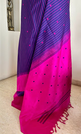 SUDARSHANA- LIGHTWEIGHT KANJIVARAM IN BLUISH PURPLE WITH MAGENTA STRIPES
