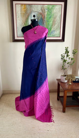 GOWRIYA - BLUE KANJIVARAM WITH PINK BORDER AND AANCHAL