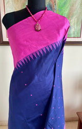 GOWRIYA - BLUE KANJIVARAM WITH PINK BORDER AND AANCHAL