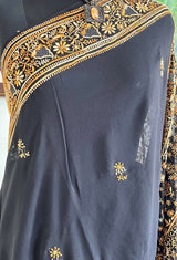 ADAA- STUNNING BLACK GEORGETTE WITH LUCKNOW CHIKAN MURRI ELEGANCE