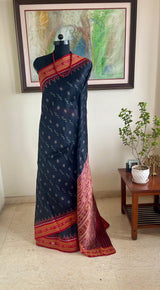 NIRUJA – STRIKING BLACK KHANDUA WITH CLASSIC RED BANDHA DETAILS