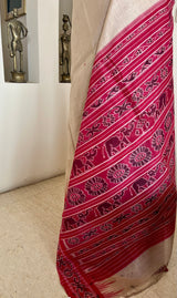 SNEHA - KHANDUA TUSSAR WITH TEMPLE AND FLORAL MOTIFS