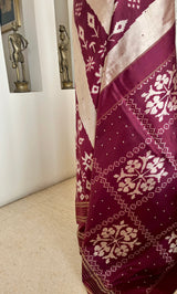 SURONIKA- PEACH OFFWHITE AND BROWN POCHAMPALLY PATLI SAREE