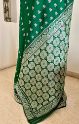 KUNALIKA GREEN ASSAM SILK WITH PINK FLORAL WEAVES