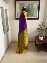 VINAYAA – MAGENTA KANJIVARAM WITH RUDRAKSHA & GREEN-GOLD AANCHAL