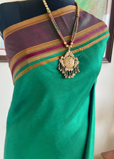 SHARADI — GREEN STRIPED KANJIVARAM WITH THAZHAMPU AANCHAL