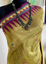 MIDHAANITA- GREEN GOPALPUR TUSSAR WITH DONGRIA MOTIFS